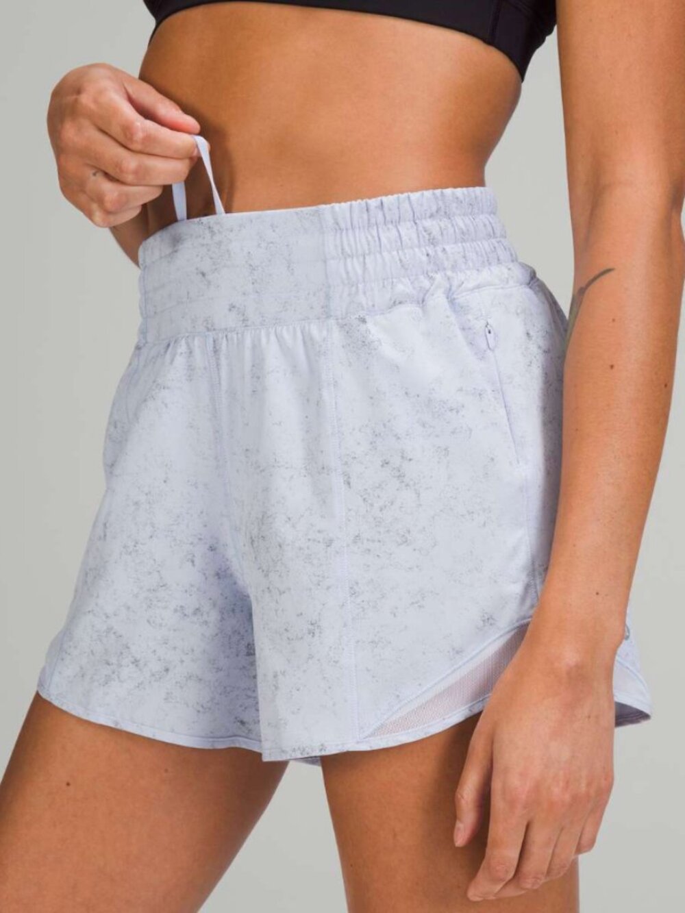 Lululemon Hotty Hot High-Rise Lined Short 4" - Gravel Dust Pastel Blue Multi